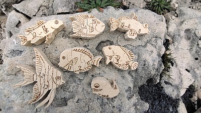 набор пазлов рыбки и цифры для детей из дерева